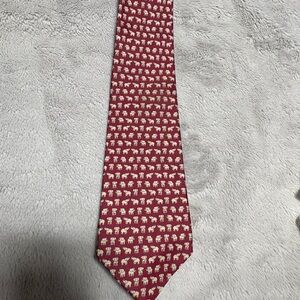 Thompson Red and White Geometric Pattern Tie